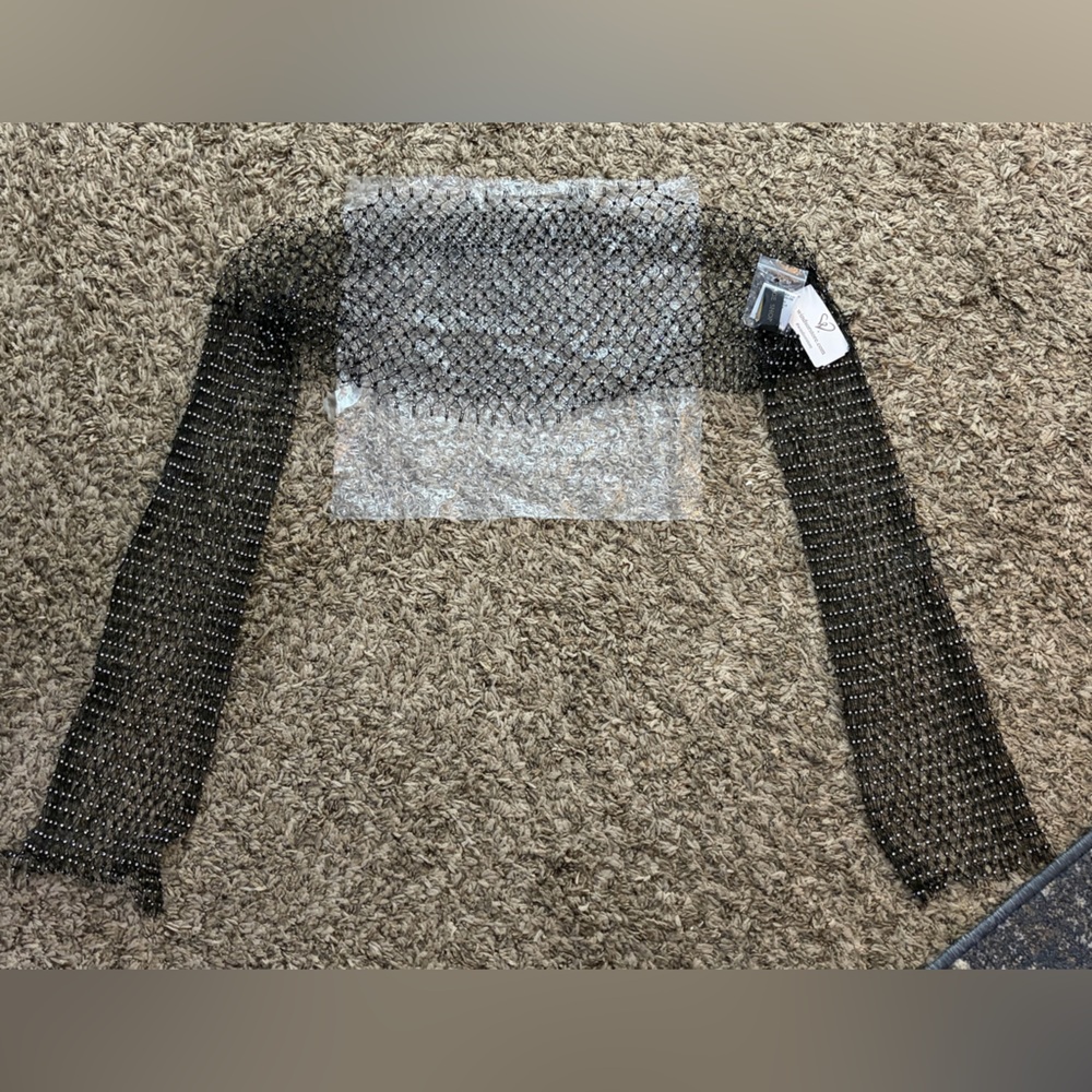 Windsor Black Mesh Bolero with Rhinestone Accents